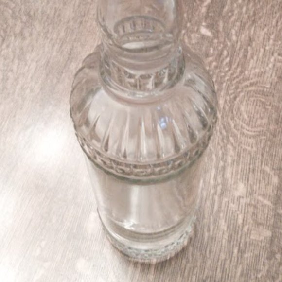 Vintage Tall Round Clear Decorative Bottle With Pour Spout. - Picture 5 of 9